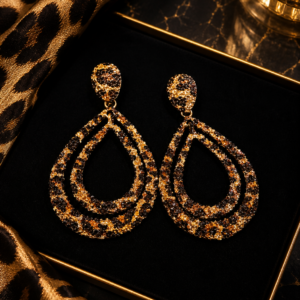 Pendientes largos elegantes efecto leopardo dorado | Estilo lujo ✨