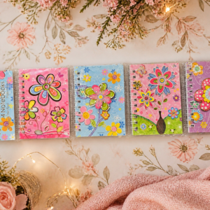 Mini libretas de espiral con flores – Pack 4 unidades 🌸📒