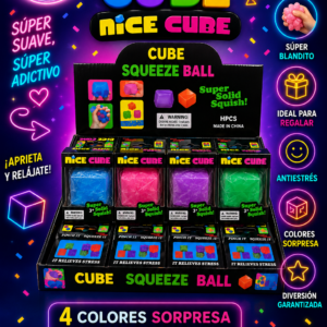 Squishy Cube Nice Cube – Juguete Antiestrés del gel 🟦🟩🟪🩷