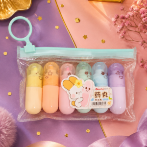 Set de Mini Subrayadores Pastel Kawaii con Estuche ✨🌈