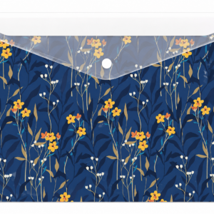 Carpeta Botón Floral Azul A4 | Diseño Flores Vintage