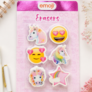 Set de Gomas Emoji & Unicornio Kawaii – 6 Piezas 🦄💖
