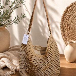 Bolso Crochet Boho Beige – Estilo Casual y Elegante