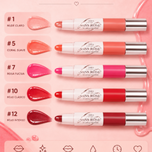 Doble Lip Gloss & Labial Cremoso Miss Rose 2 en 1 ✨