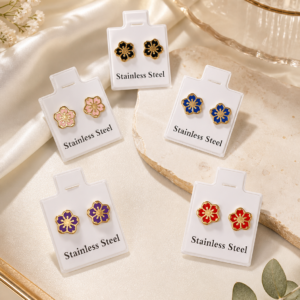 Pendientes Flor Acero Inoxidable – Colores Elegantes