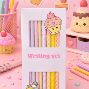 Set de escritura kawaii 10 piezas | Lápices HB + bolígrafos