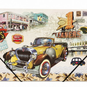 Carpeta Vintage Retro Car A4 con Gomas | Diseño Coche Clásico