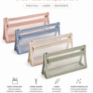 Estuche Triangular de Malla Transparente ✏️✨