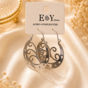 Pendientes Elegantes Acero Inoxidable – Calado Vintage ✨