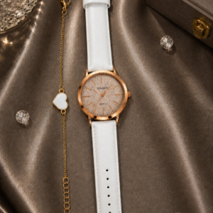 Reloj Mujer Fantasía Lujo con Pulsera Corazón Blanco 🤍