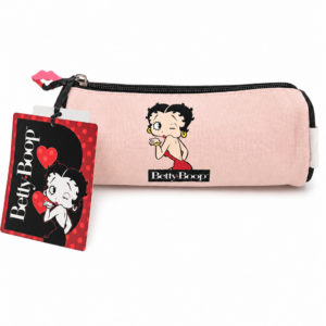 Estuche Betty Boop Rosa Pastel con Cremallera Negra