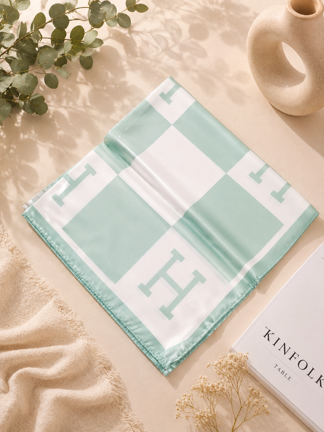 Pañuelo Satinado Inspiración Hermès Verde Agua