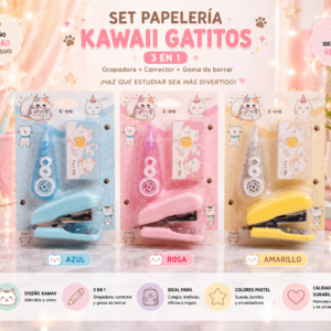 Set Papelería Kawaii Gatitos 3 en 1 🐾✨