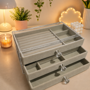 Caja organizadora de joyas con cajones gris💍