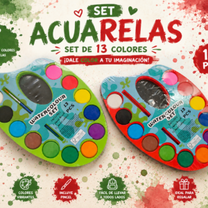 🎨 Set de Acuarelas Infantil 13 Piezas