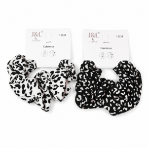 Pack de 2 Coleteros Animal Print | Scrunchies Estilo Leopardo