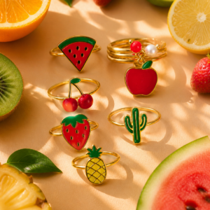 Set de Anillos Frutales Coloridos 🍓🍍🍉