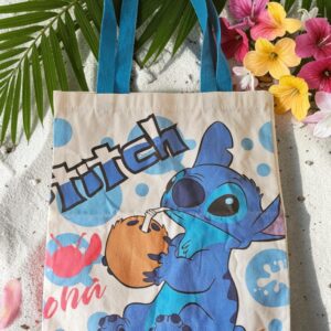 Bolsa Tote Tropical Azul Inspiración Stitch Isla Paradise