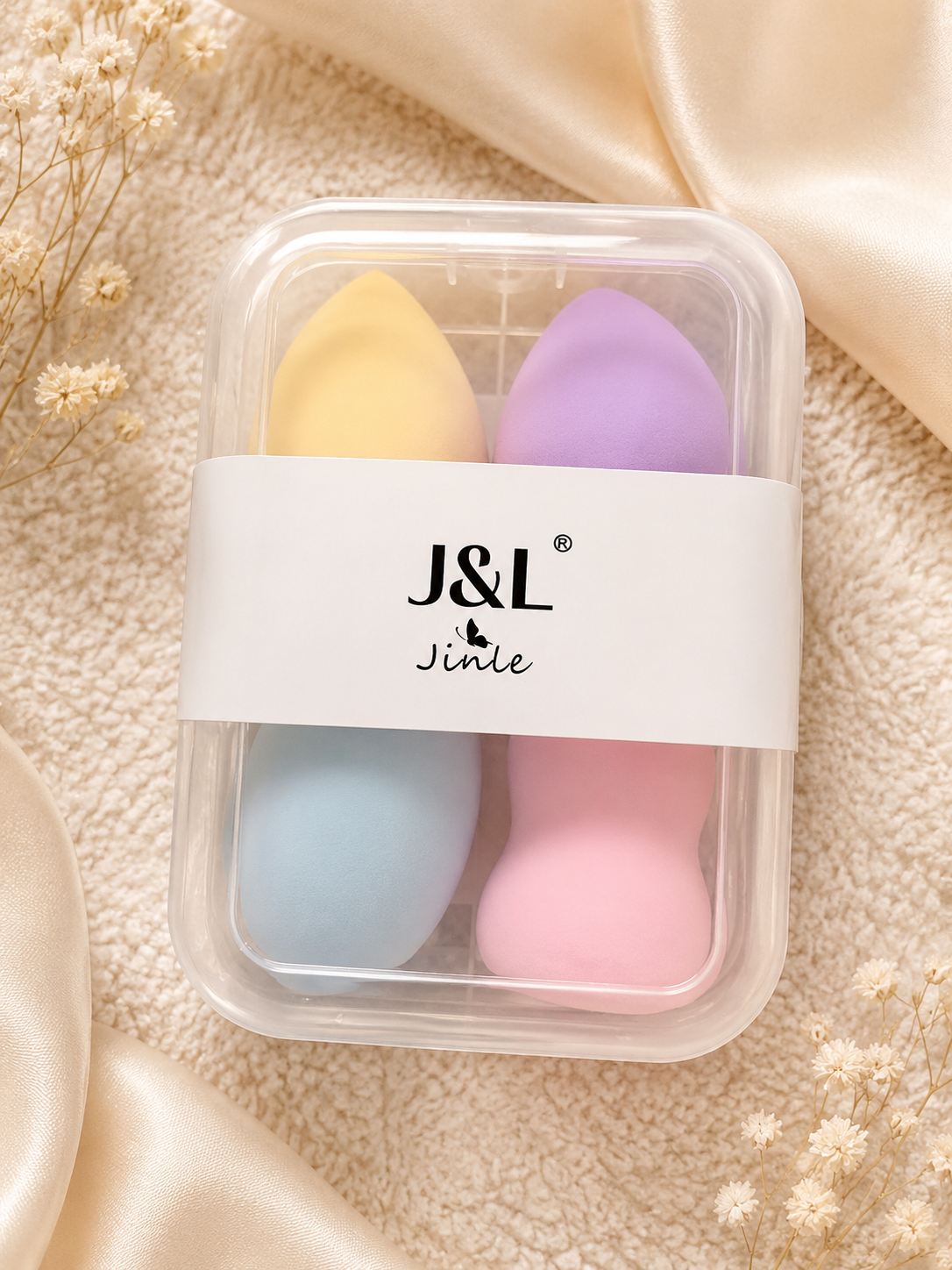 Set de 4 Esponjas de Maquillaje Pastel con Estuche