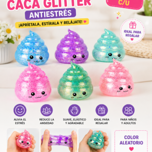 Squishy Caca Glitter Antiestrés – Edición Kawaii 💩