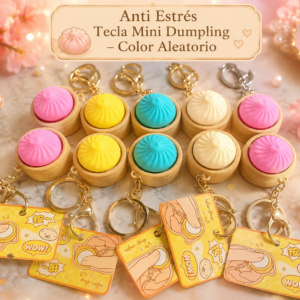 Llavero Anti Estrés Tecla Mini Dumpling Kawaii – Color Aleatorio