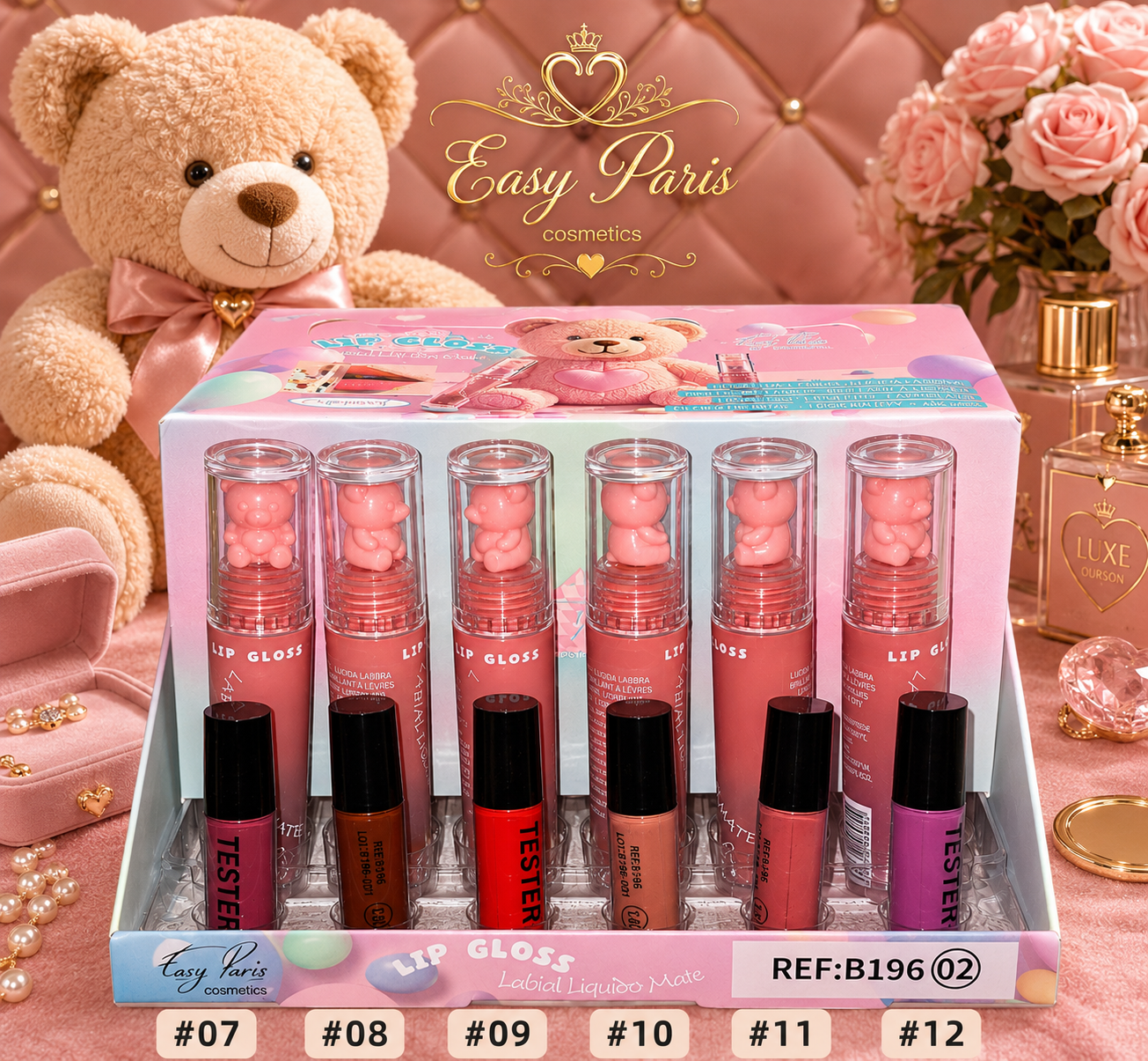 🧸Lip Gloss Mate Osito Easy Paris Brillo Labial Teddy Luxe