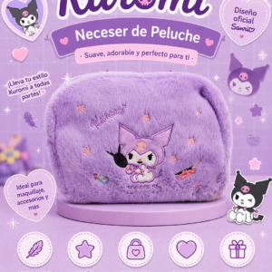 Neceser Kuromi de Peluche Oficial Sanrio – Estuche Kawaii 💜