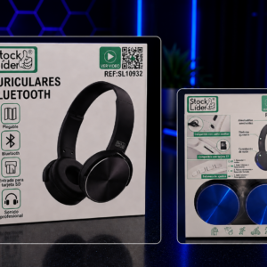 Auriculares Bluetooth Plegables Azul Metalizado 🎵💙