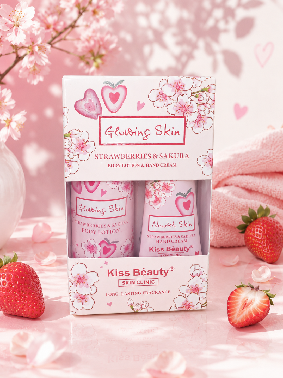 Set Corporal y Manos Kiss Beauty Fresa & Sakura 🌸