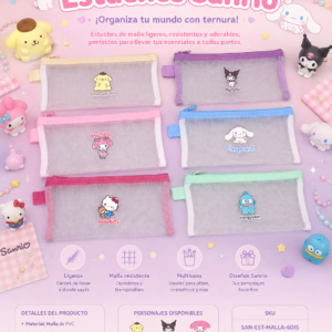 Estuche Sanrio de Malla Transparente – Modelos Surtidos