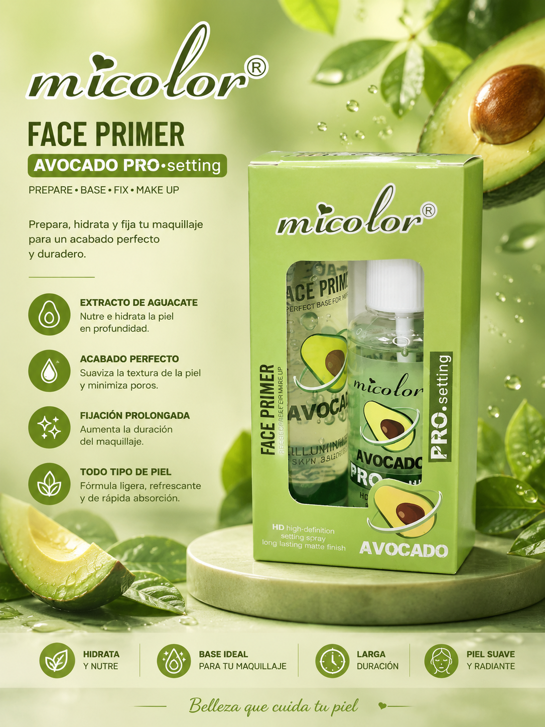Micolor Avocado Face Primer + Setting Spray 🥑