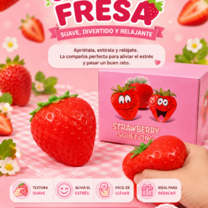 🍓Squishy Fresa Antiestrés – Suave, Divertido y Relajante
