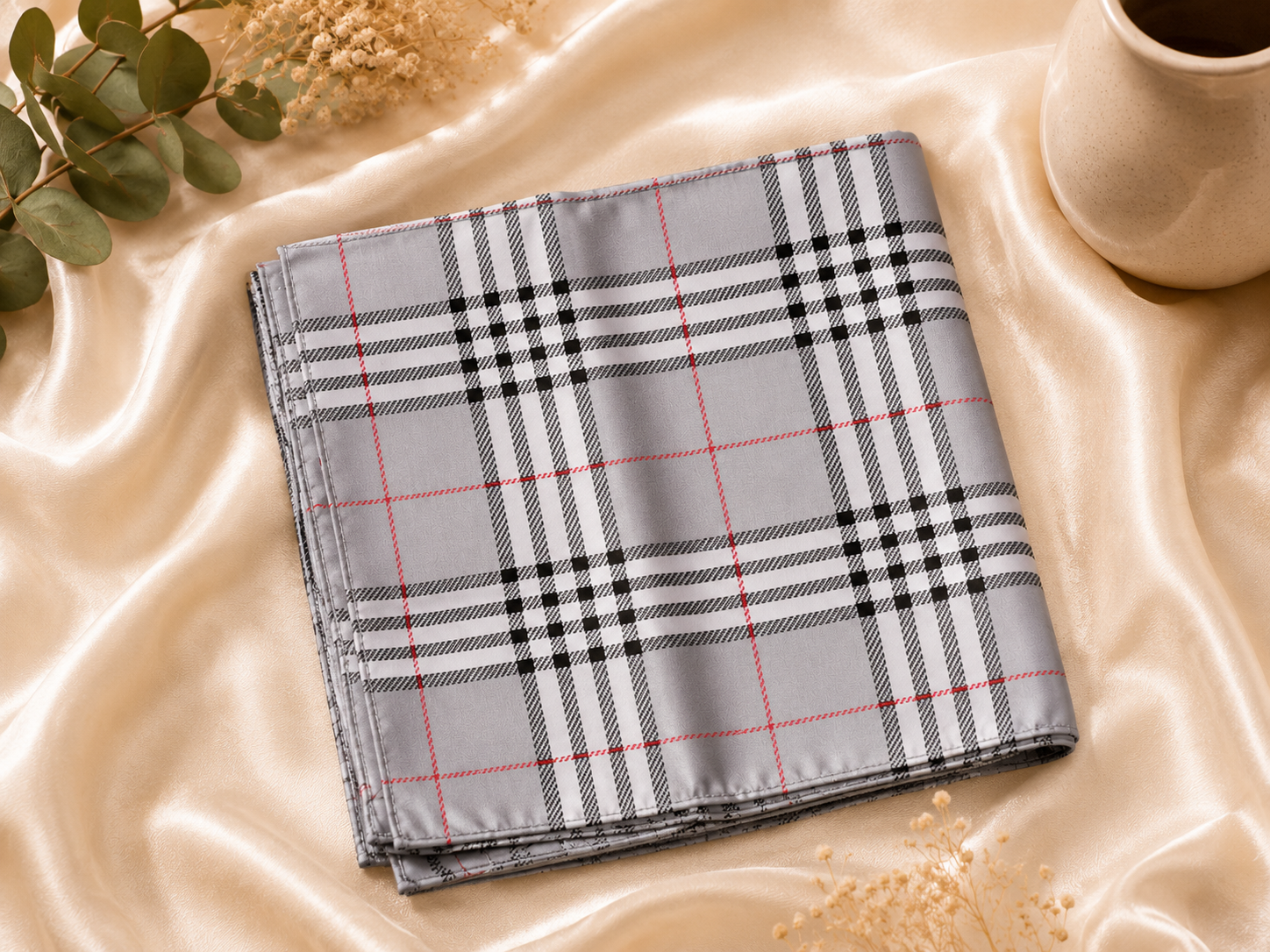 Pañuelo Satinado Inspiración Burberry Gris Elegance