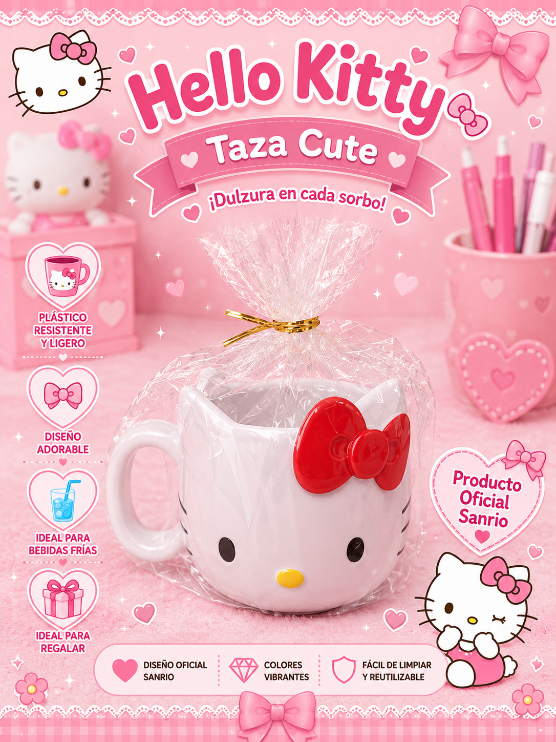 Taza 3D Hello Kitty Oficial Sanrio 🎀