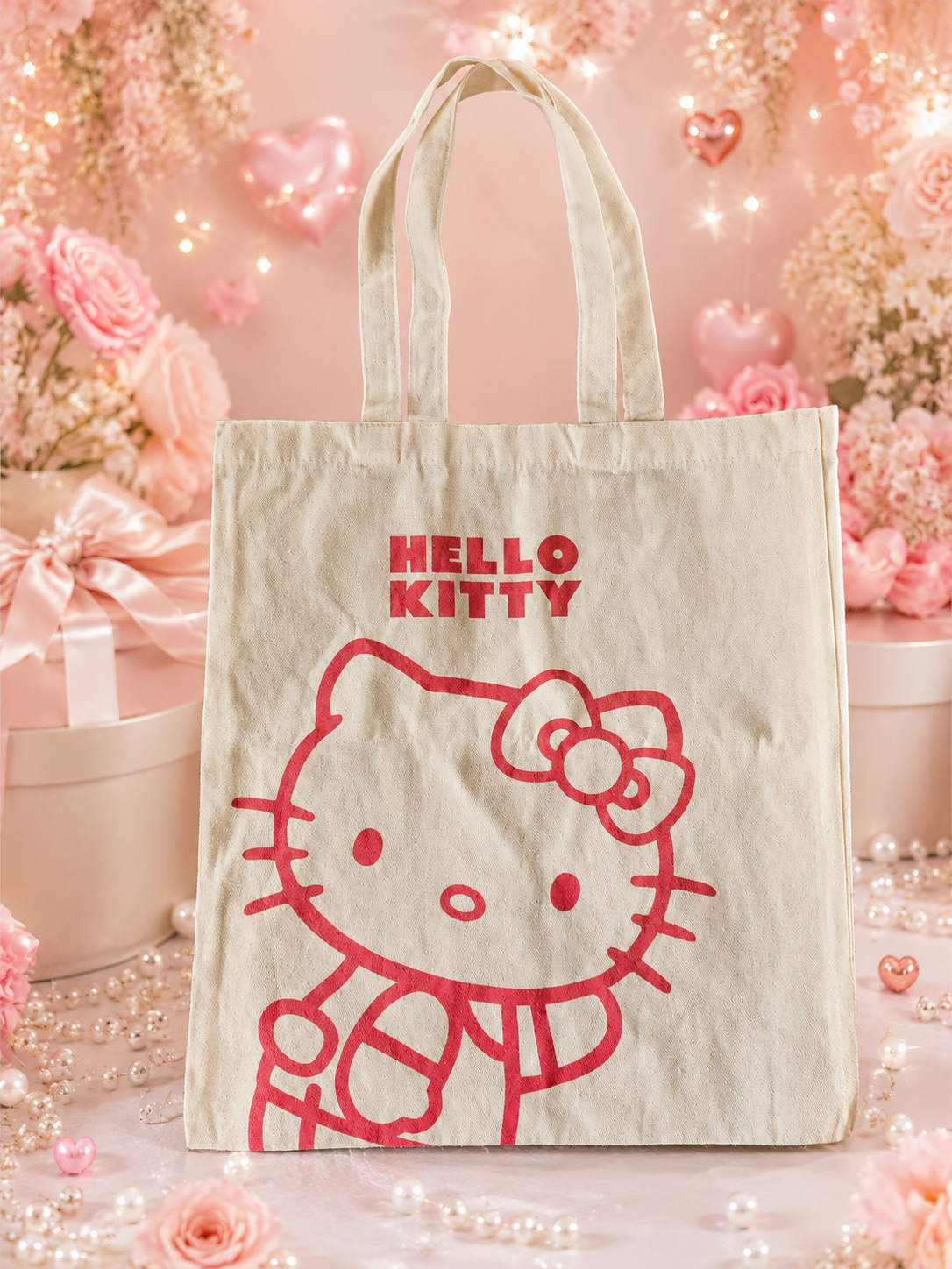 Bolsa Tote Kawaii Rosa Inspiración Kitty Chic
