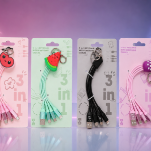 Cable Llavero 3 en 1 Kawaii para Carga Rápida
