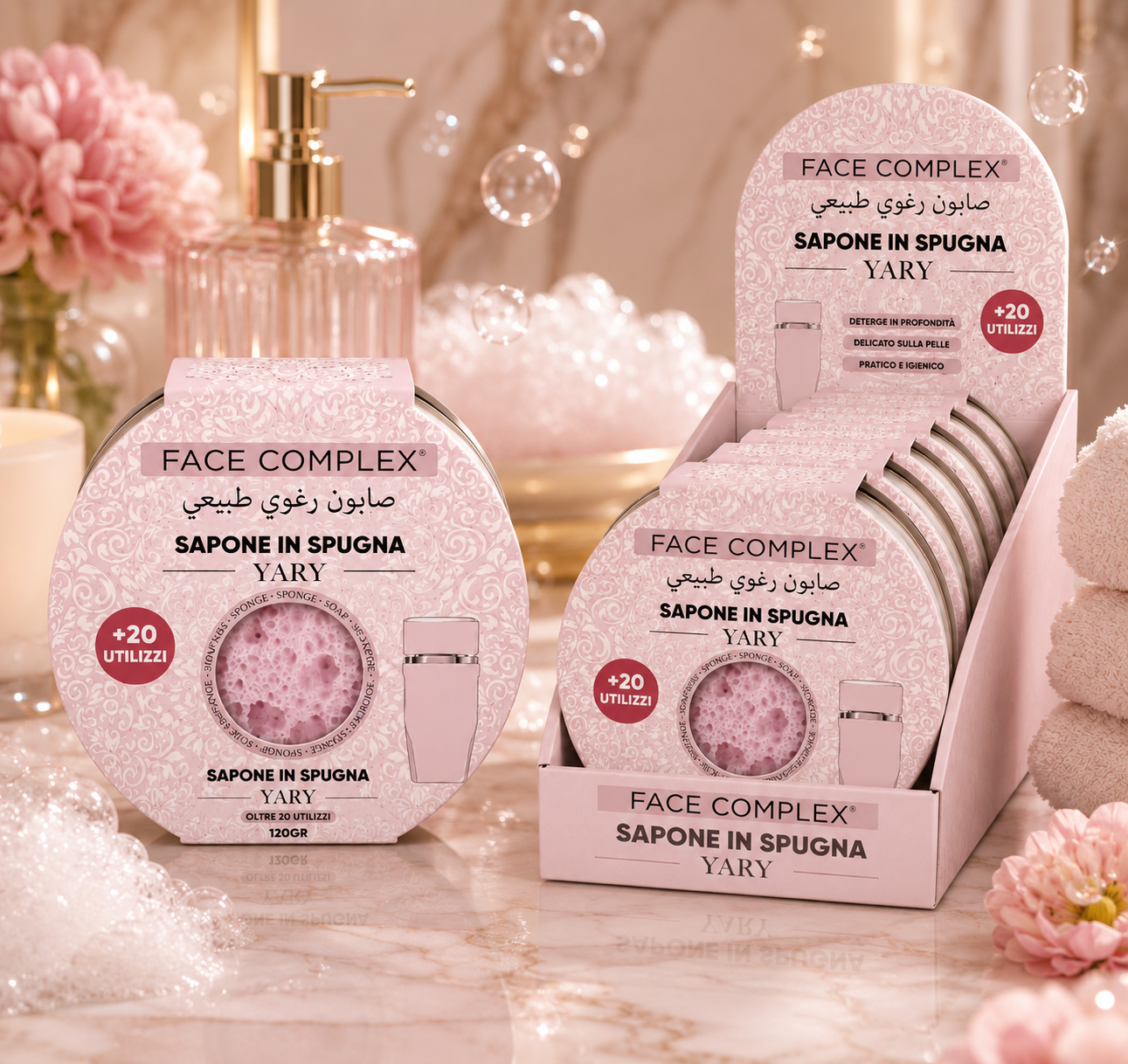 Face Complex Yara Rosa – Jabón Esponja Perfumado 120 g