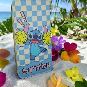 Billetera Stitch Azul con Cremallera – Diseño Kawaii Tropical 💙