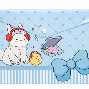 Carpeta A4 con Cierre Clip - Conejito Kawaii con Auriculares 🎧🐰