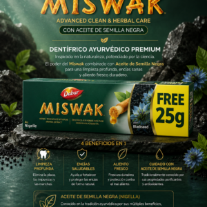 Dentífrico Dabur Miswak con Aceite de Semilla Negra 100 g