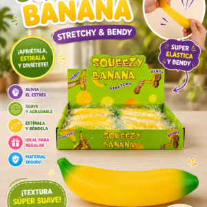 Squeezy Banana Stretchy 18 cm – Juguete Antiestrés 🍌