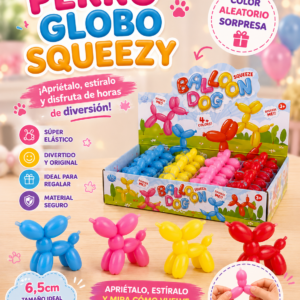 Perro Globo Squeezy 6,5 cm Juguete Antiestrés 🎈🐶