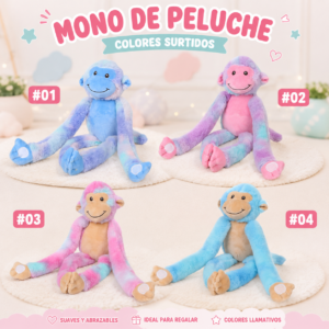 Mono de Peluche Colgante 65 cm – Colores Surtidos