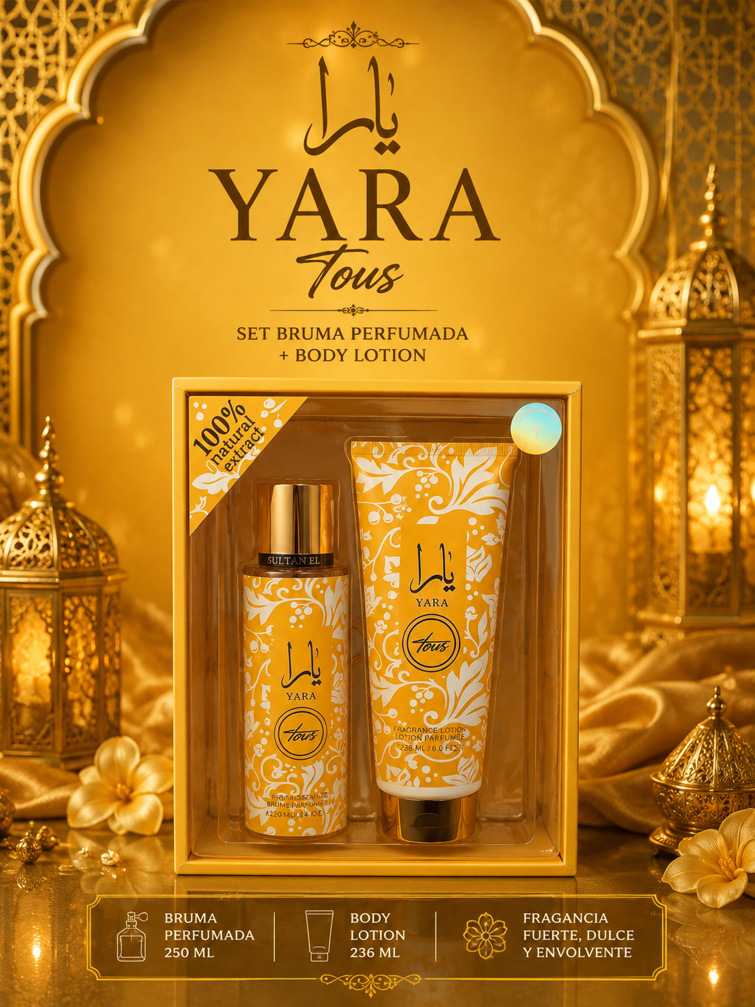 Set Yara Tous – Bruma Perfumada 250 ml + Body Lotion 236 ml