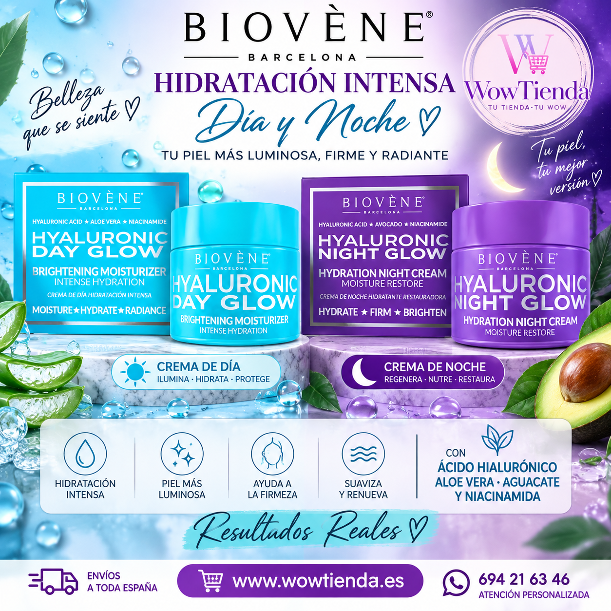 Pack Dúo Ácido Hialurónico BIOVÈNE Crema de Día y de Noche